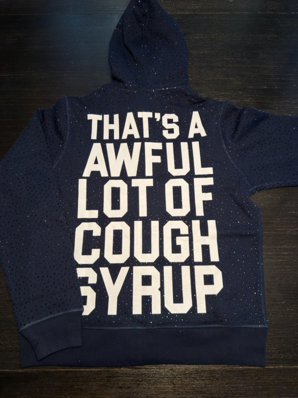 Men's Navy Graphic Hoodie with White Slogan